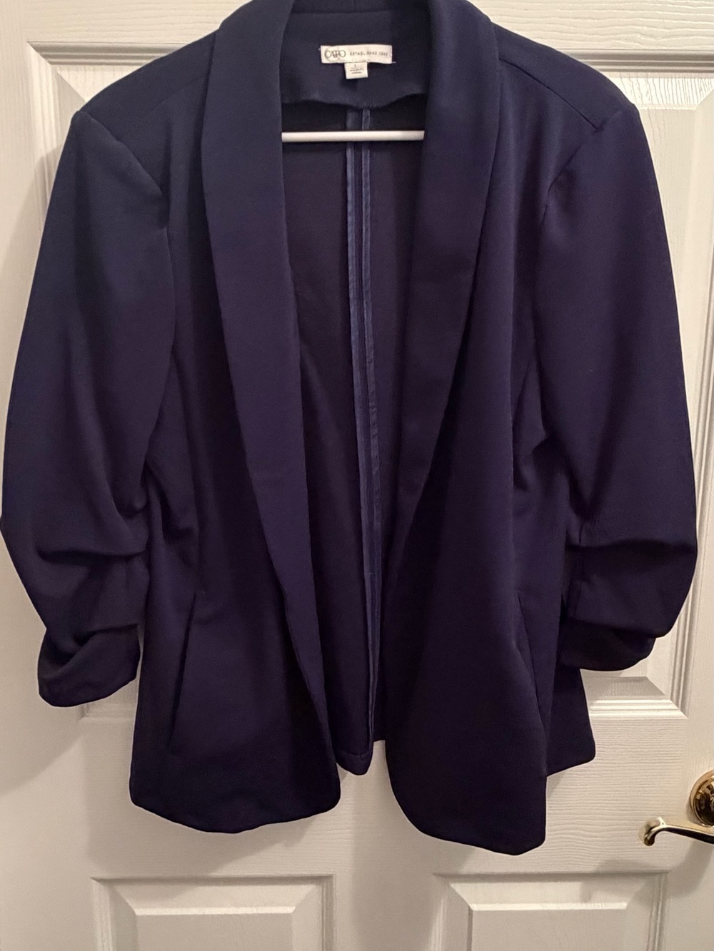 Cato Navy Open-Front Shawl Collar Blazer